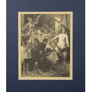 Elwiro Michał ANDRIOLLI (1836-1893), Awantura u sędziego - z cyklu ilustracji do „Pana Tadeusza”, 1882