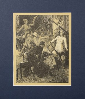 Elwiro Michał ANDRIOLLI (1836-1893), Awantura u sędziego - z cyklu ilustracji do „Pana Tadeusza”, 1882