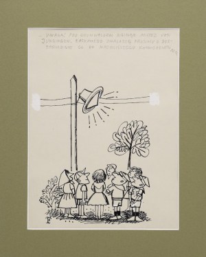 Jerzy FLISAK (1930-2008), Uwaga, zginął mistrz Von Jungingen ... - rysunek satyryczny