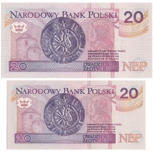 20 złotych 1994 -GC- z bardzo rzadkim błędem numeratora i bez (2szt.)
