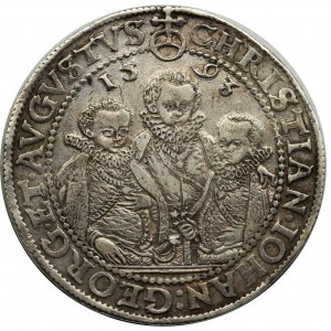 Germany, Saxony, Christian II, Johann Georg I and August, Thaler Dresden 1593 HB