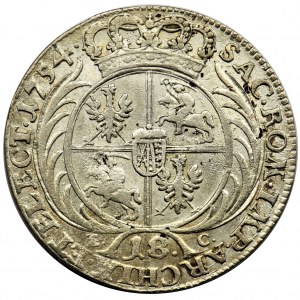 Augustus III of Poland, 18 Groschen Leipzig 1754 EC