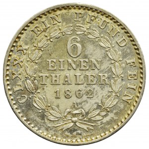 Germany, Anhalt-Bernburg, Alexander Charles, 1/6 Thaler 1862 A