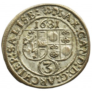 Austria, Arcybiskupstwo Salzburg, Maksymilian Gandolf von Küenburg, 3 Krajcary Salzburg1681