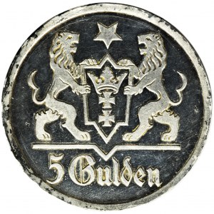 Wolne Miasto Gdańsk, 5 guldenów 1927 - PCGS PR62CAM - stempel lustrzany