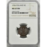 5 groszy 1936 - NGC MS67 BN