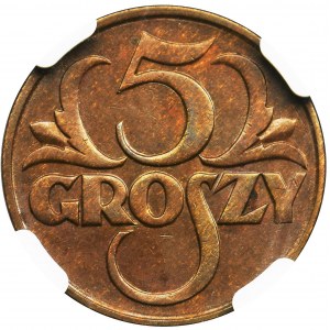 5 groszy 1930 - NGC MS62 BN