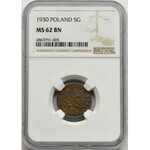 5 groszy 1930 - NGC MS62 BN