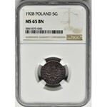 5 groszy 1928 - NGC MS65 BN