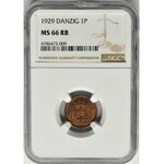 Free City of Danzig, 1 pfennig 1929 - NGC MS66 RB