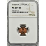 1 grosz 1938 - NGC MS67+ RD