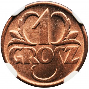 1 grosz 1939 - NGC MS67 RD