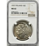 Pilsudski, 10 zloty 1937 - NGC MS62