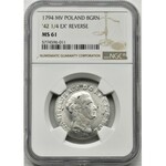 Poniatowski, 2 Zloty 1794 MV - 42 1/4 - NGC MS61