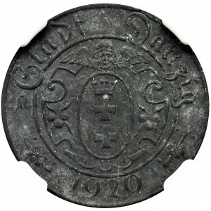 Wolne Miasto Gdańsk, 10 fenigów 1920 - 56 perełek - NGC AU58