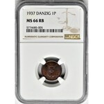 Free City of Danzig, 1 pfennig 1937 - NGC MS66 RB