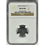 Free City of Danzig, 1 pfennig 1930 - NGC MS64 BN