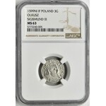 Sigismund III Vasa, 3 Groschen Olkusz 1599 - NGC MS63