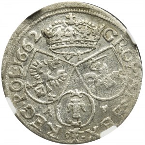 John II Casimir, 6 Groschen Krakau 1662 AT - NGC AU DETAILS