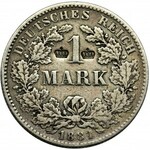 Germany, German Empire, 1 mark Stuttgart 1881 - two countermarks