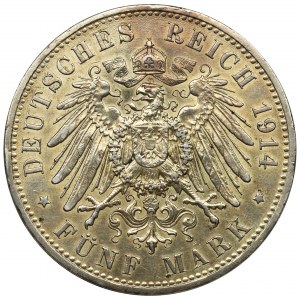 Germany, Prussia, William II, 5 mark Berlin 1914 A
