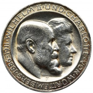 Niemcy, Wirtembergia, Wilhelm II, 3 marki Stuttgart 1911 F