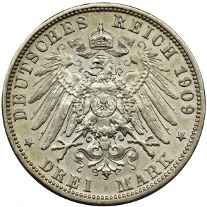 Niemcy, Bawaria, Otto, 3 marki Monachium 1909 D