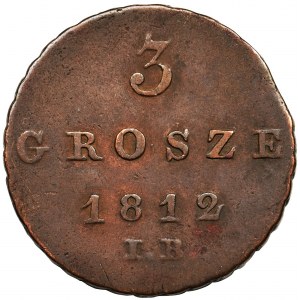 Duchy of Warsaw, 3 groschen Warsaw 1812 IB