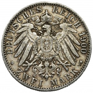 Niemcy, Badenia, Fryderyk I, 2 marki Karlsruhe 1900 G - rzadkie