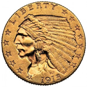 USA, 2 1/2 dolara Filadelfia 1915 - Indian Head