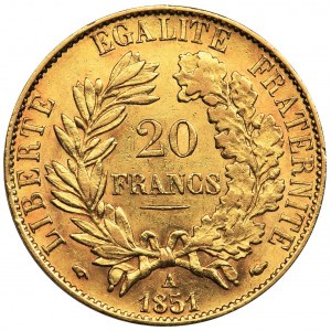 France, II Republic, 20 franks Paris 1851 A