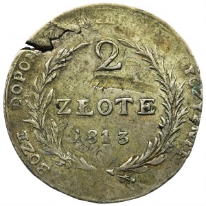 Siege of Zamosc, 2 zloty 1813 - inverted N - RARE