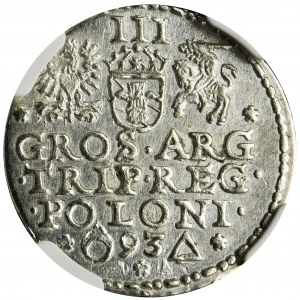 Sigismund III Vasa, 3 Groschen Marienburg 1593 - NGC UNC DETAILS