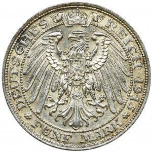 Germany, Mecklenburg-Schwerin, Frederic Francis IV, 5 Mark Berlin 1915 A