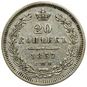 Rosja, Aleksander II, 20 Kopiejek Petersburg 1857 СПБ ФБ