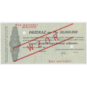 Przekaz, 50 milionów marek 1923 - WZÓR