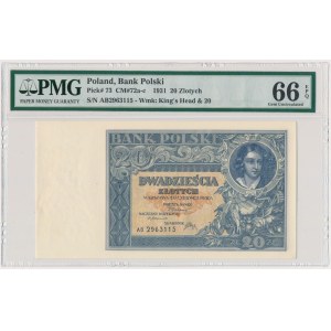 20 złotych 1931 - AB - PMG 66 EPQ - rzadka odmiana