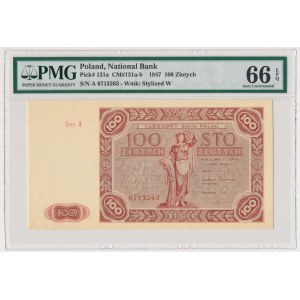 100 złotych 1947 - A - PMG 66 EPQ - pierwsza, wyśmienicie zachowana seria