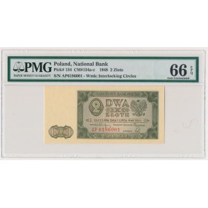 2 złote 1948 - AP - PMG 66 EPQ - rzadka seria