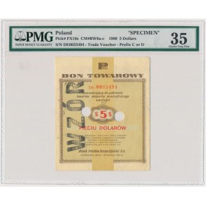 Pewex 5 dolarów 1960 - De - WZÓR - numeracja bieżąca - PMG 35
