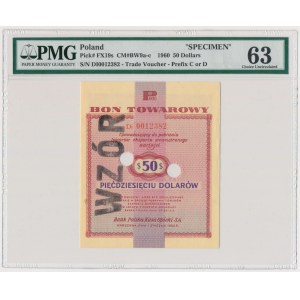 Pewex 50 dolarów 1960 - Di - WZÓR - numeracja bieżąca - PMG 63