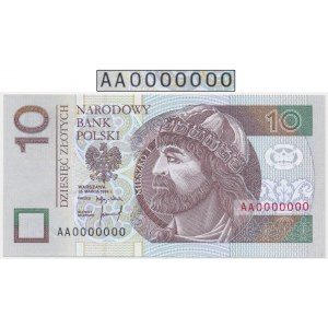 Próba, 10 złotych 1994 - AA 0000000 - bez nadruków - UNIKAT