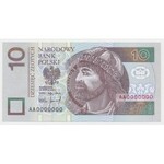 Próba, 10 złotych 1994 - AA 0000000 - bez nadruków - UNIKAT