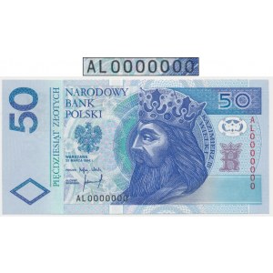 Próba, 50 złotych 1994 - AL 0000000 - bez nadruków - UNIKAT