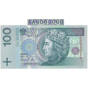Próba, 100 złotych 1994 - AA 0000000 - bez nadruków - UNIKAT
