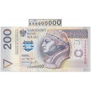 Próba, 200 złotych 1994 - AA 0000000 - bez nadruków - UNIKAT