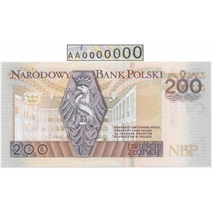 Próba, 200 złotych 1994 - AA 0000000 - bez nadruków - UNIKAT