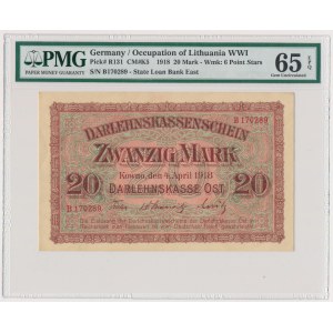 Kowno 20 marek 1918 - A - PMG 65 EPQ - rzadki w tym stanie