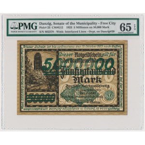 Gdańsk 5 milionów marek 1923 - PMG 65 EPQ
