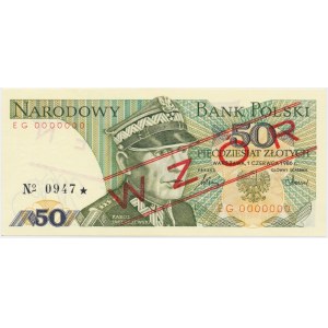 50 złotych 1986 WZÓR EG 0000000 No.0947